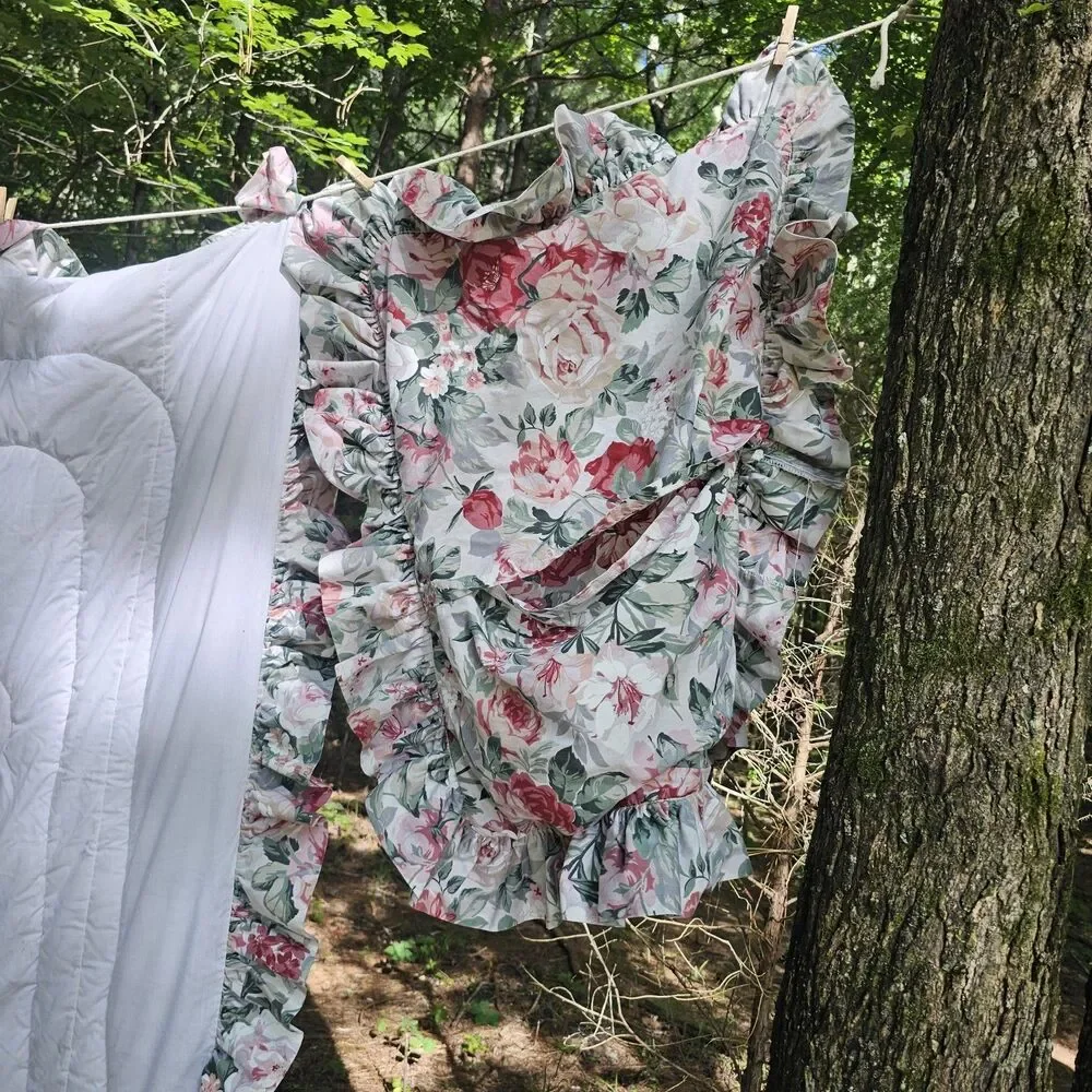 Croscill Arbor Rose Vintage Twin Comforter & Sham Set Floral Ruffled Cottage